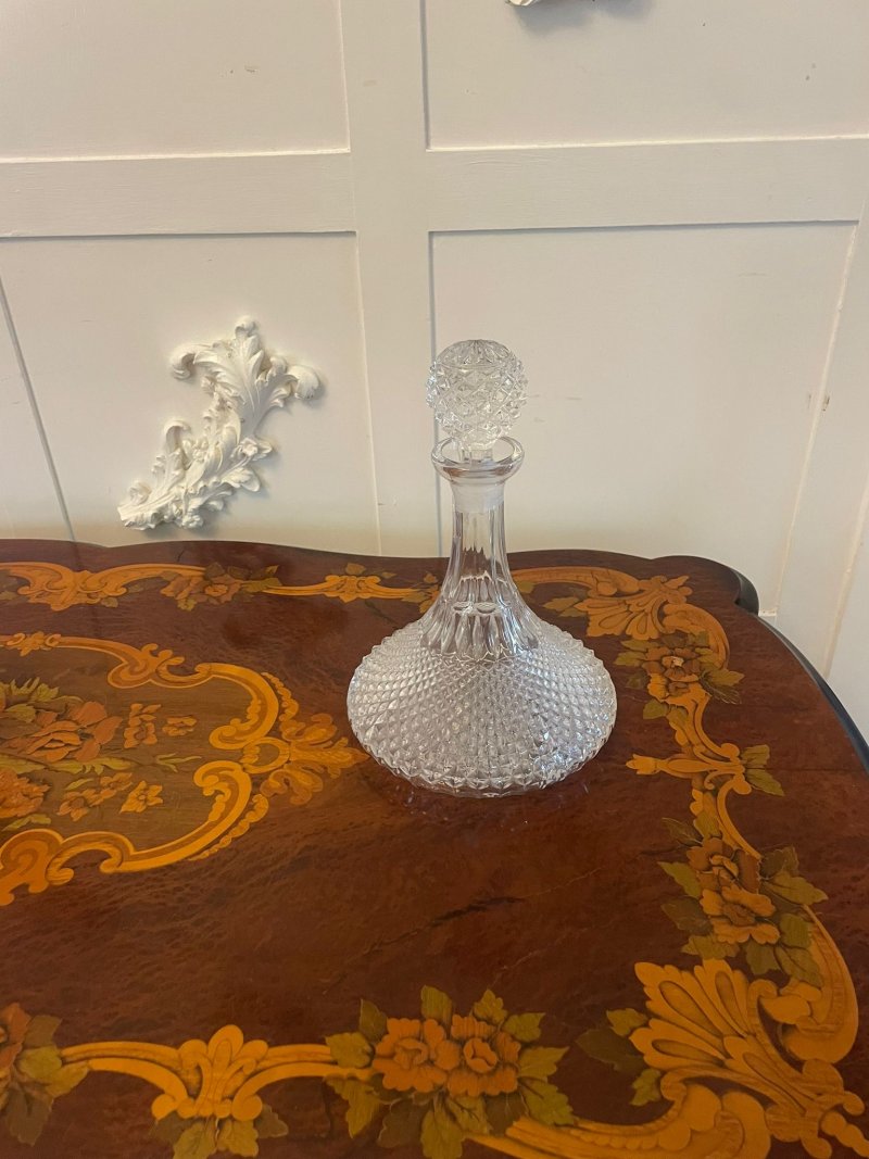 Antique Edwardian Quality Cut Glass Ships Decanter - Image 5